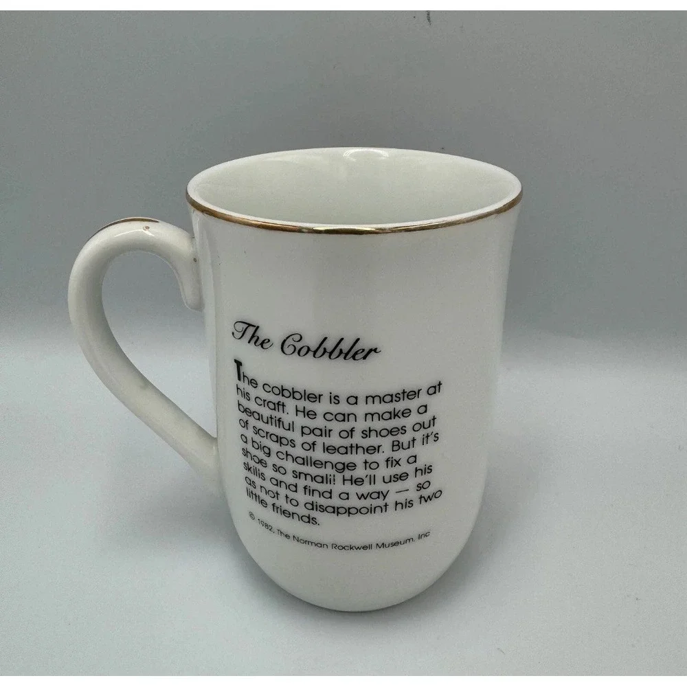 Norman Rockwell Museum The Cobbler Plate and Mug Set White Americana Decor Japan